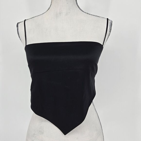Danielle Bernstein Black Bandana Crop Top Medium Tie Back Adjustable Straps - Picture 1 of 6